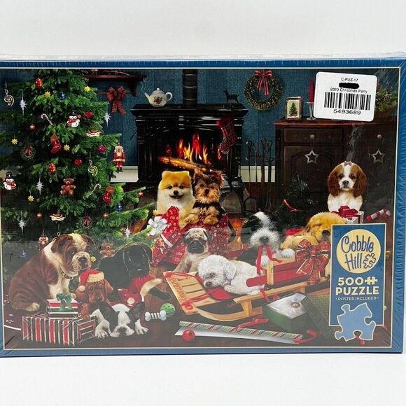 NEW Cobble Hill Christmas Puppies Dogs 500 Piece Random Cut Jigsaw Puzzle Sealed - Picture 1 of 5